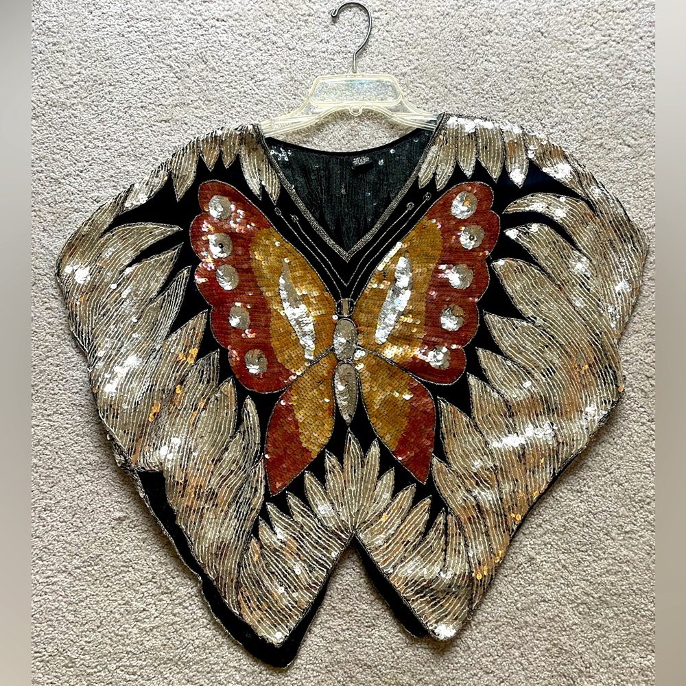 Vintagege sequined butterfly top